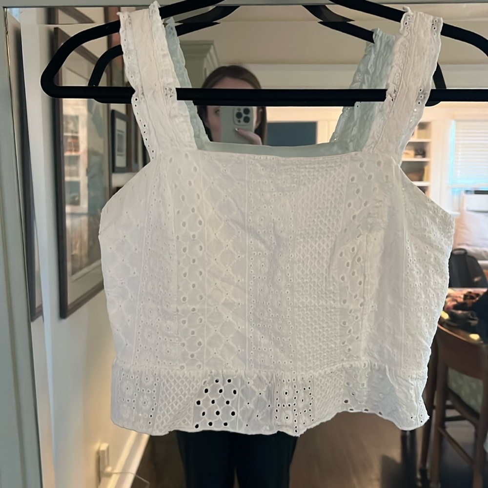Cropped Eyelet Top